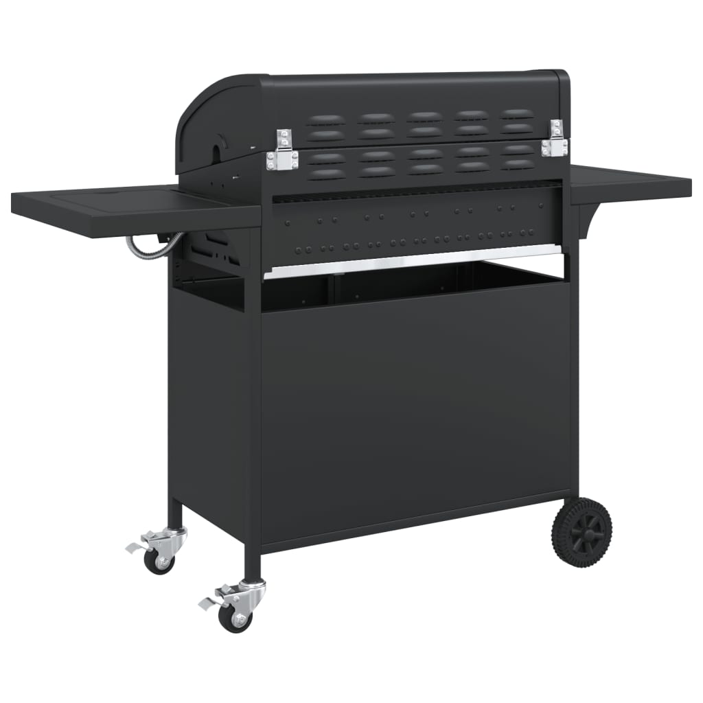 Gas Bbq Grill With 7 Burners Black Powder-Coated Steel