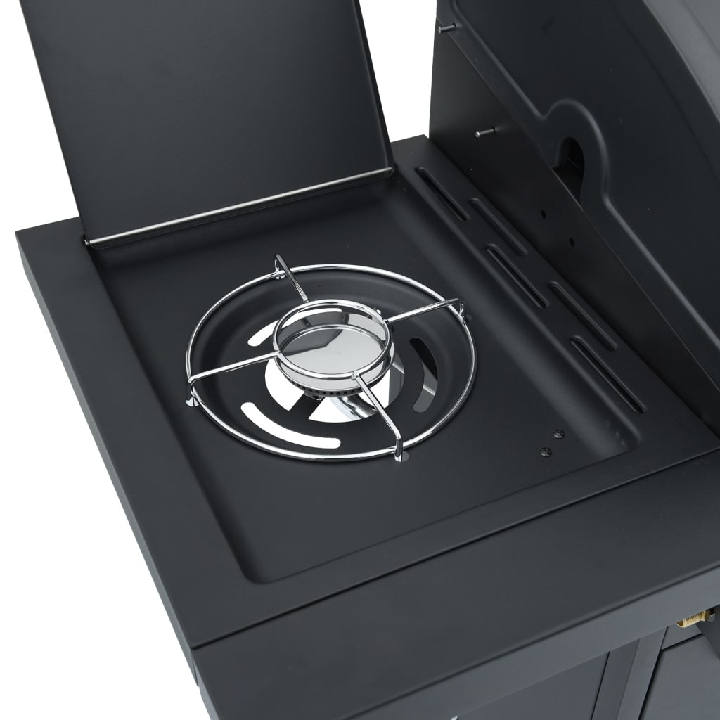 Gas Bbq Grill With 7 Burners Black Powder-Coated Steel