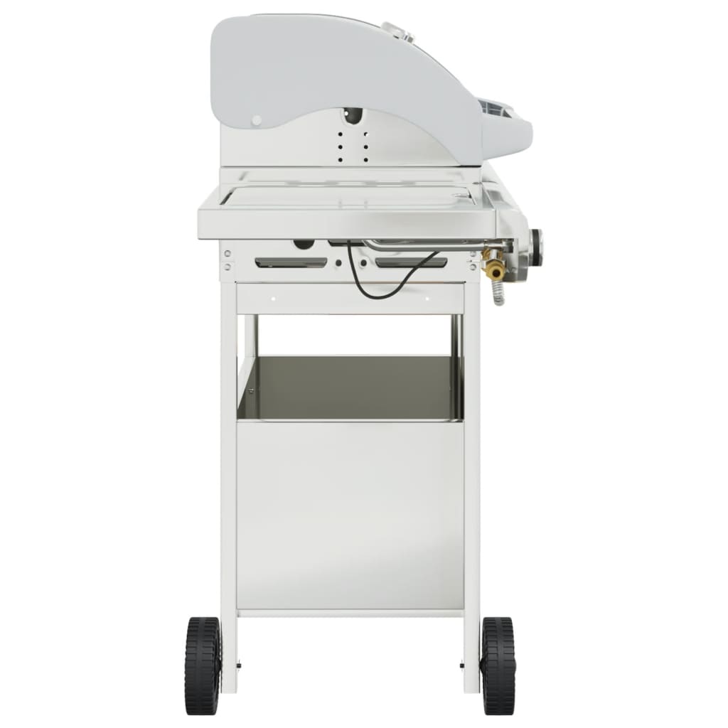 Gas Bbq Grill With 4 Burners Silver Stainless Steel