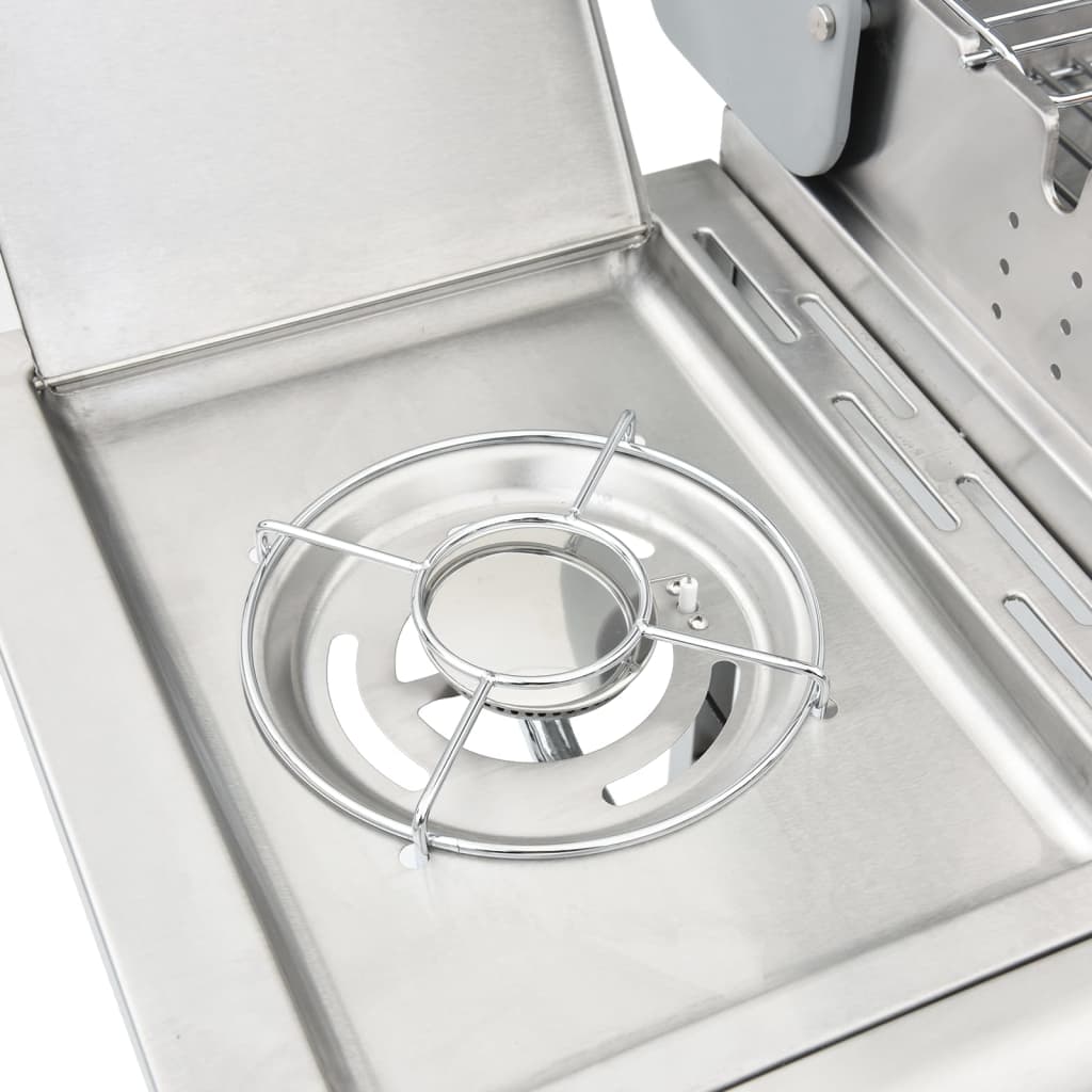 Gas Bbq Grill With 4 Burners Silver Stainless Steel