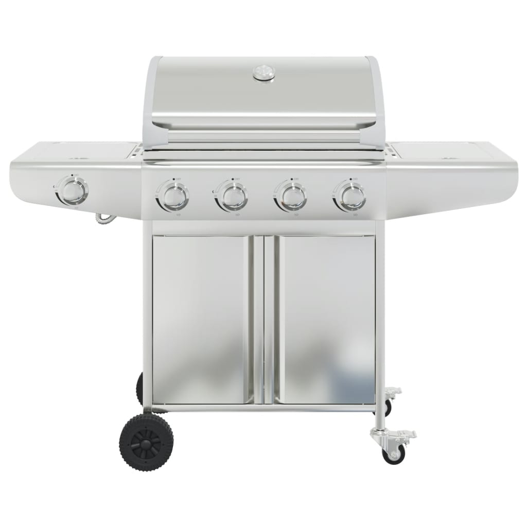 Gas Bbq Grill With 5 Burners Silver Stainless Steel