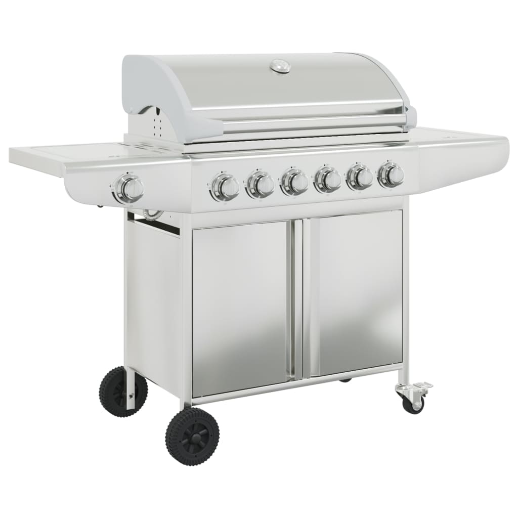 Gas Bbq Grill With 7 Burners Silver Stainless Steel
