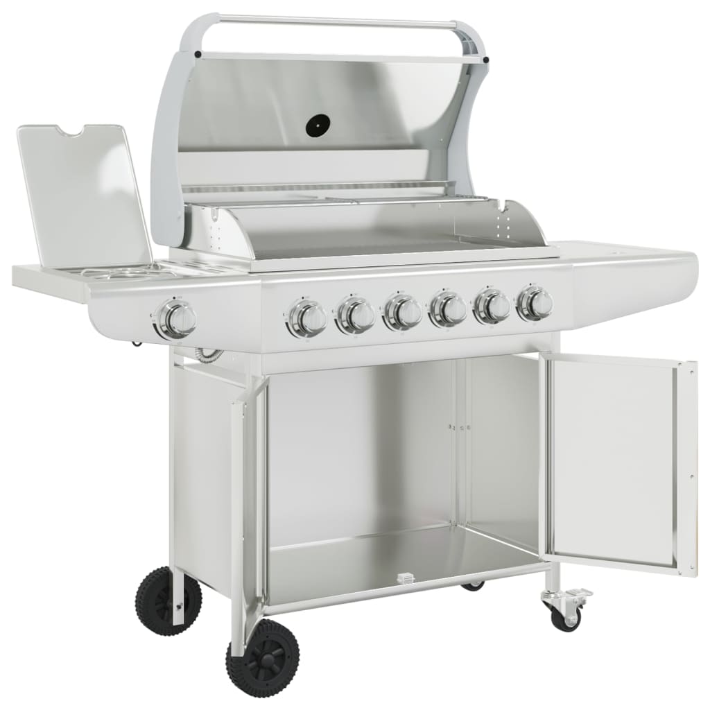 Gas Bbq Grill With 7 Burners Silver Stainless Steel