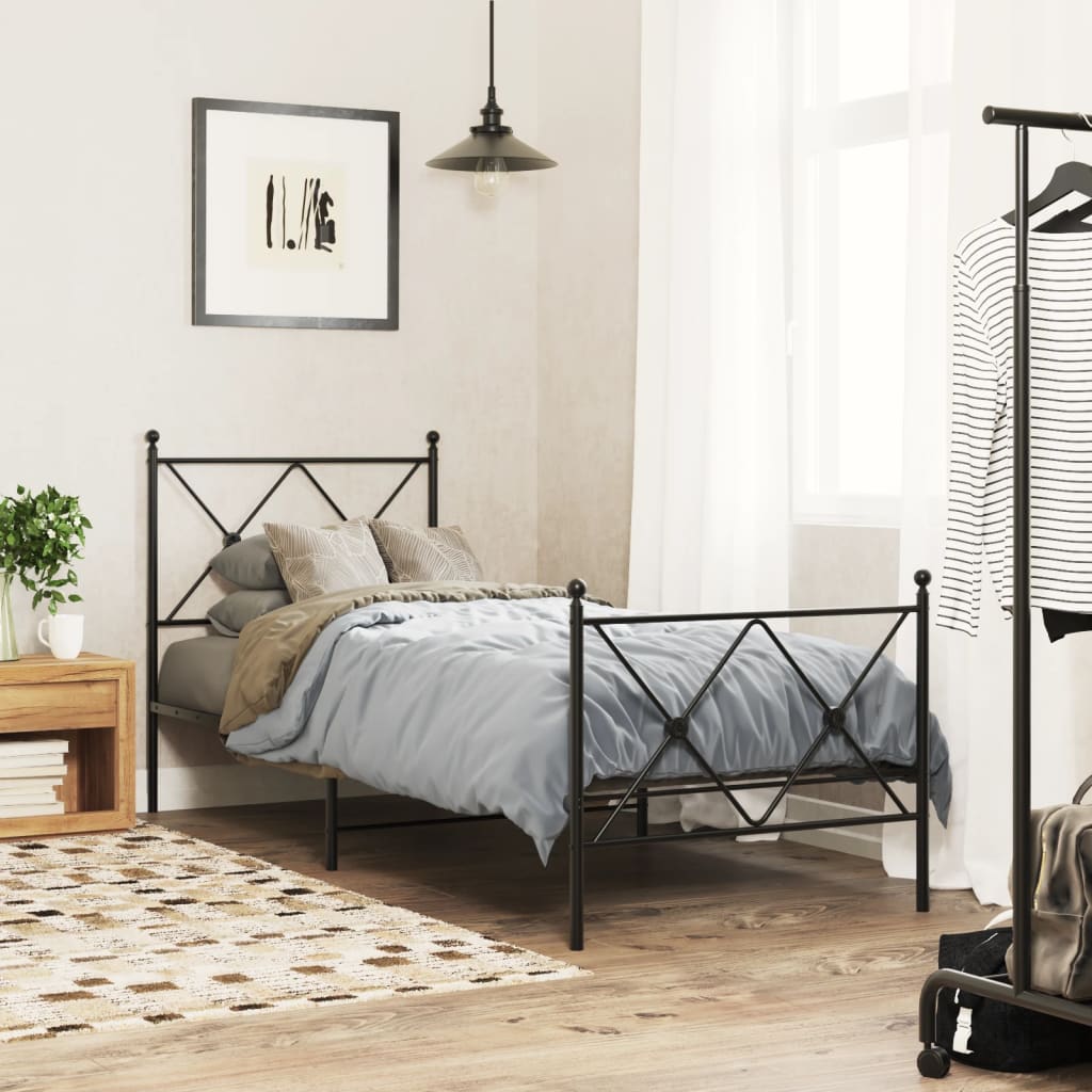 Metal Bed Frame Without Mattress With Footboard 75X190Cm