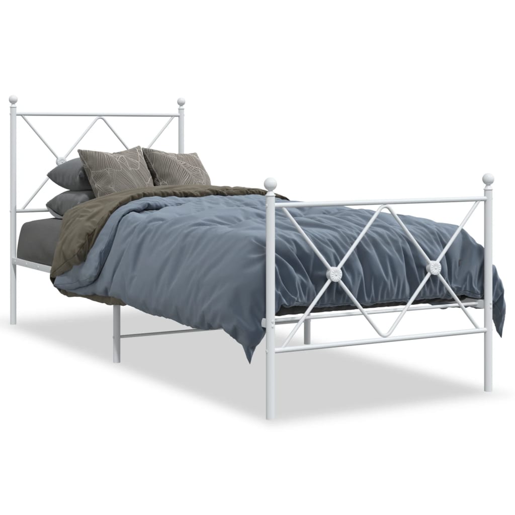 Metal Bed Frame Without Mattress With Footboard 75X190Cm