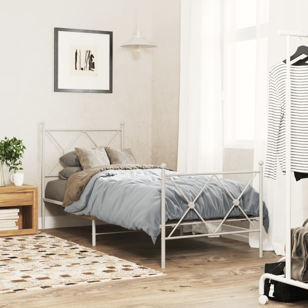 Metal Bed Frame Without Mattress With Footboard 75X190Cm