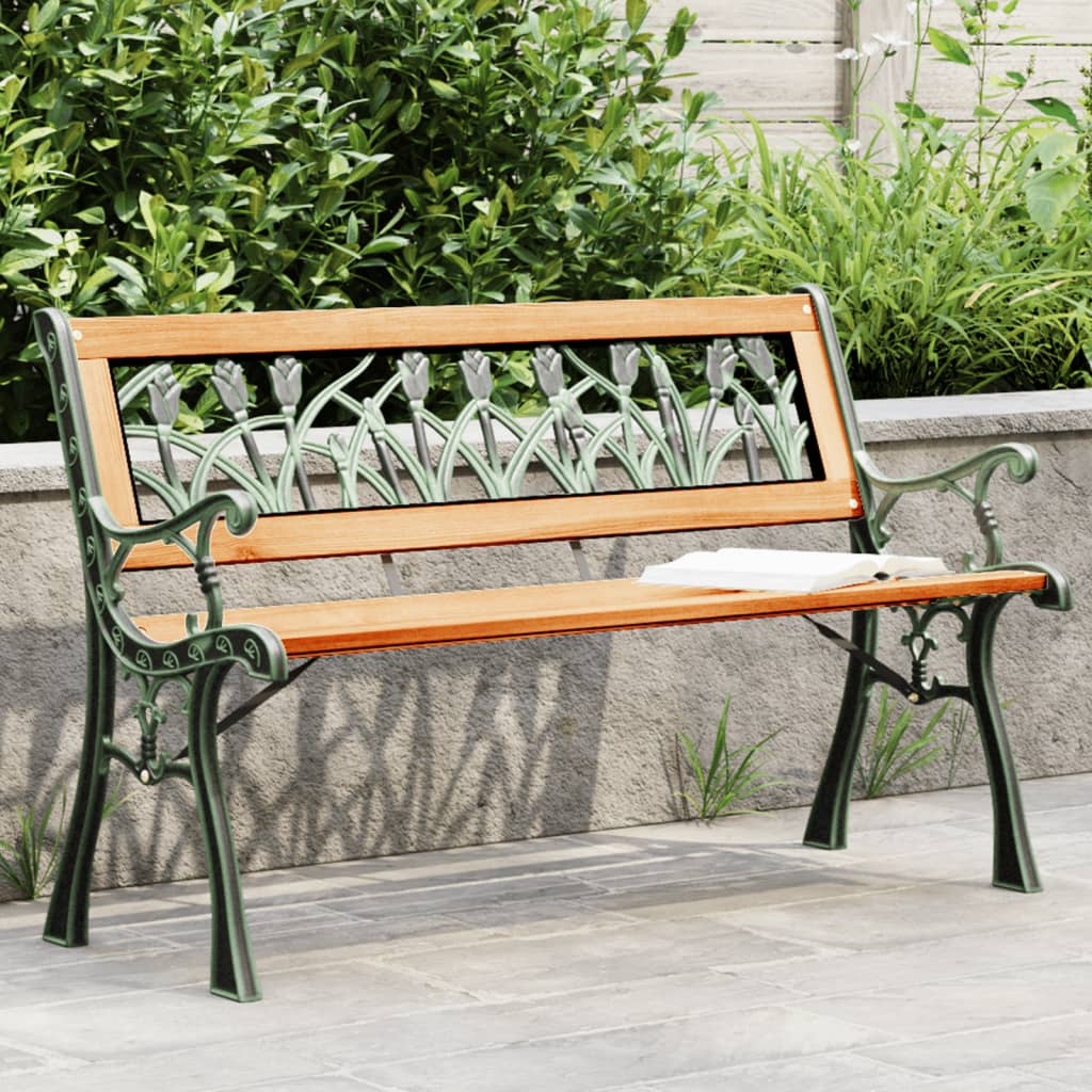 Garden Bench 116 Cm Solid Wood Fir And Steel