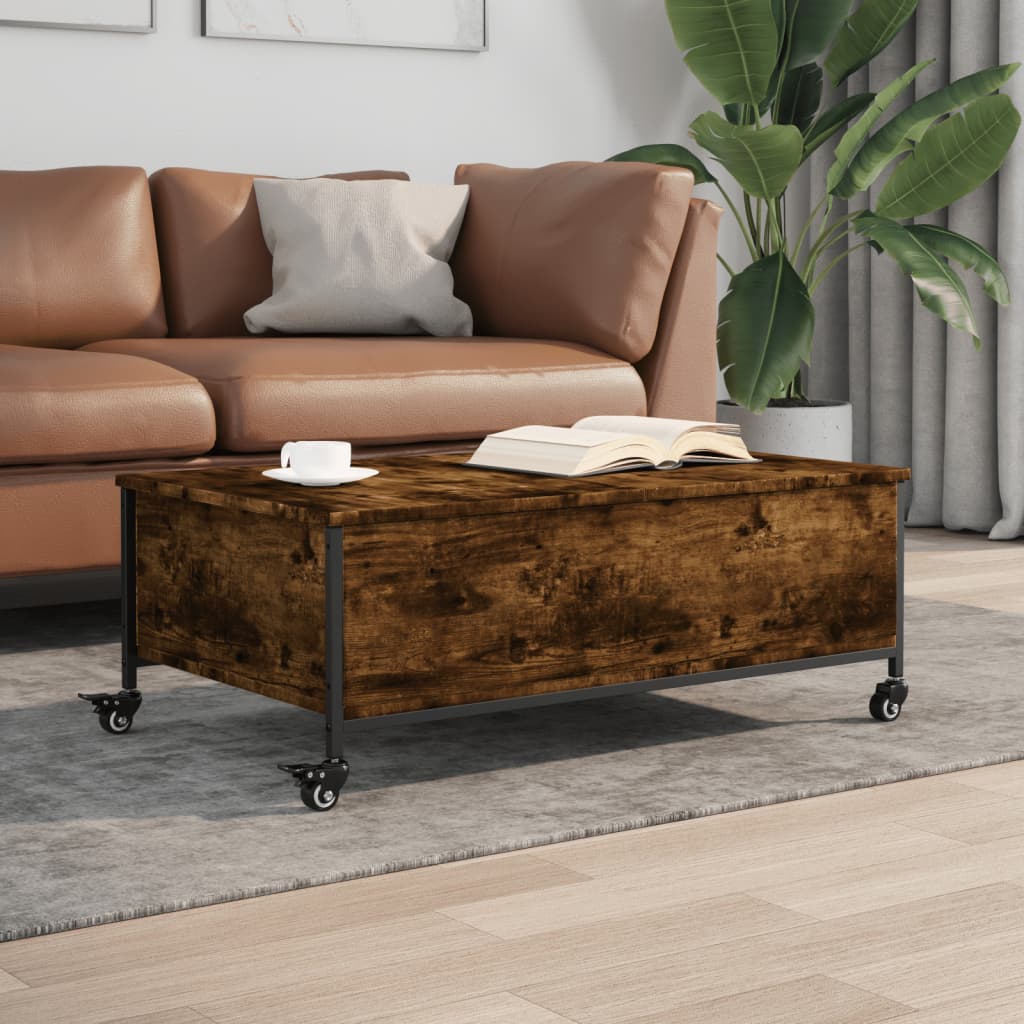 Coffee Table With Wheels 91X55X34 Cm Engineered Wood