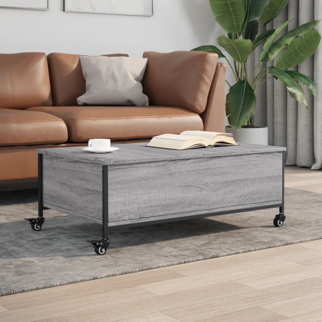 Coffee Table With Wheels 91X55X34 Cm Engineered Wood