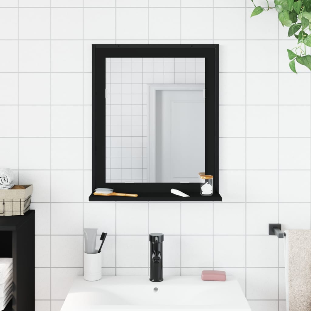 Bathroom Mirror With Shelf 50X12X60 Cm Engineered Wood