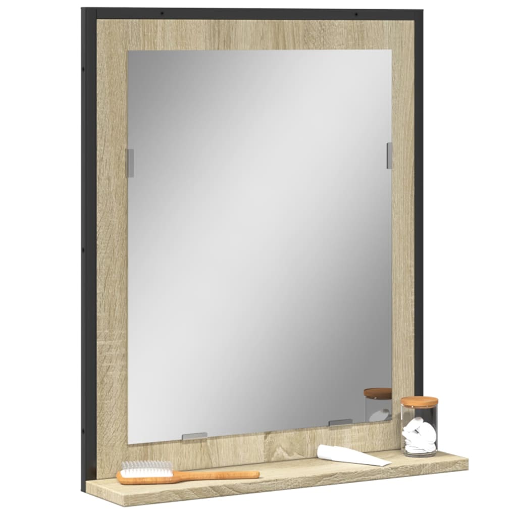 Bathroom Mirror With Shelf 50X12X60 Cm Engineered Wood