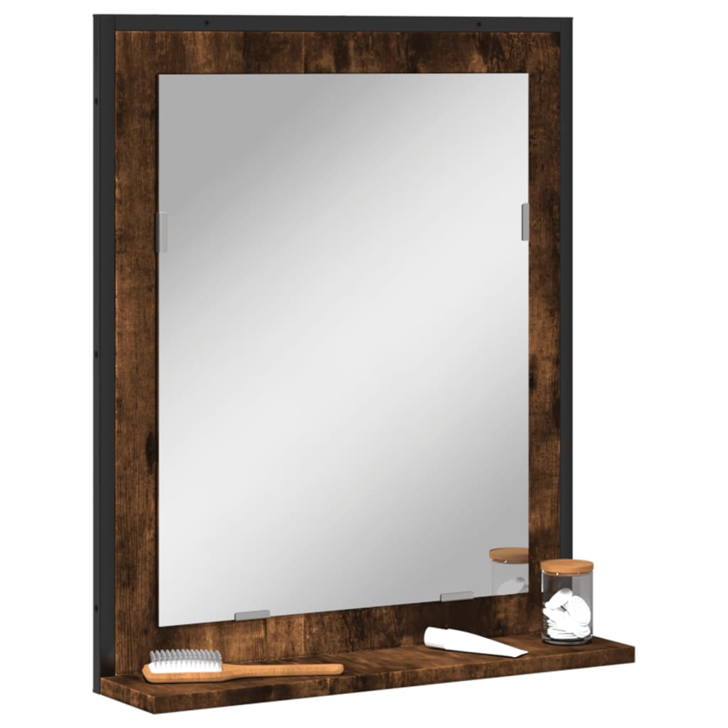Bathroom Mirror With Shelf 50X12X60 Cm Engineered Wood