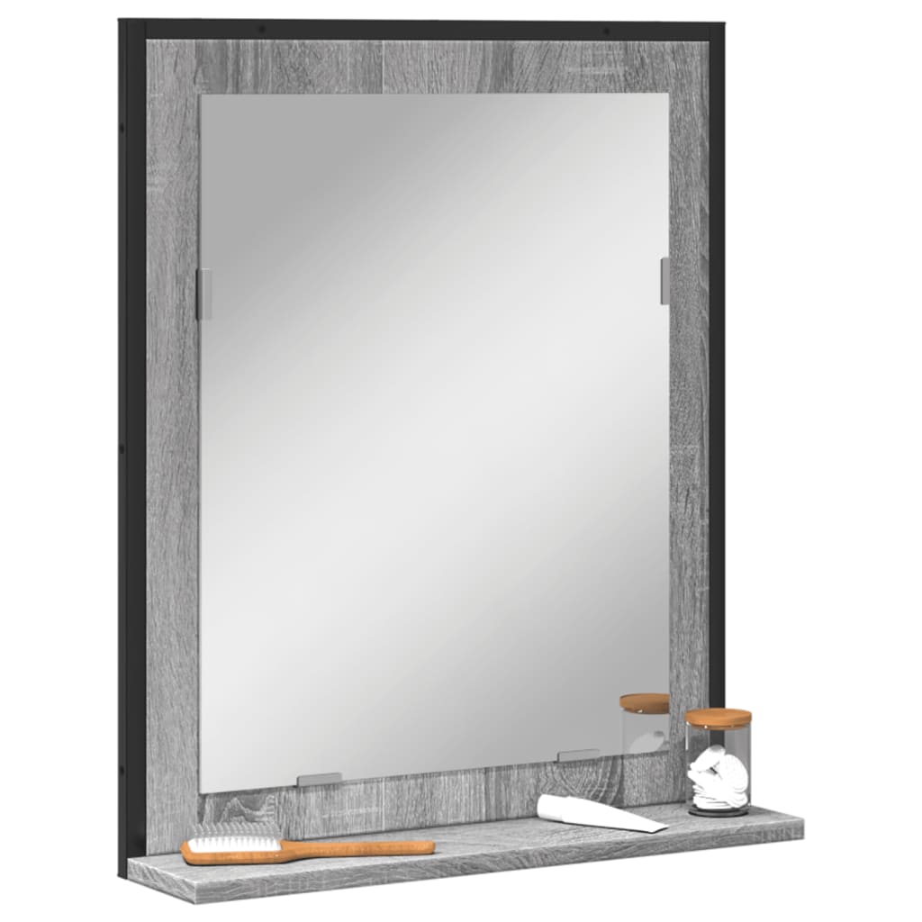 Bathroom Mirror With Shelf 50X12X60 Cm Engineered Wood