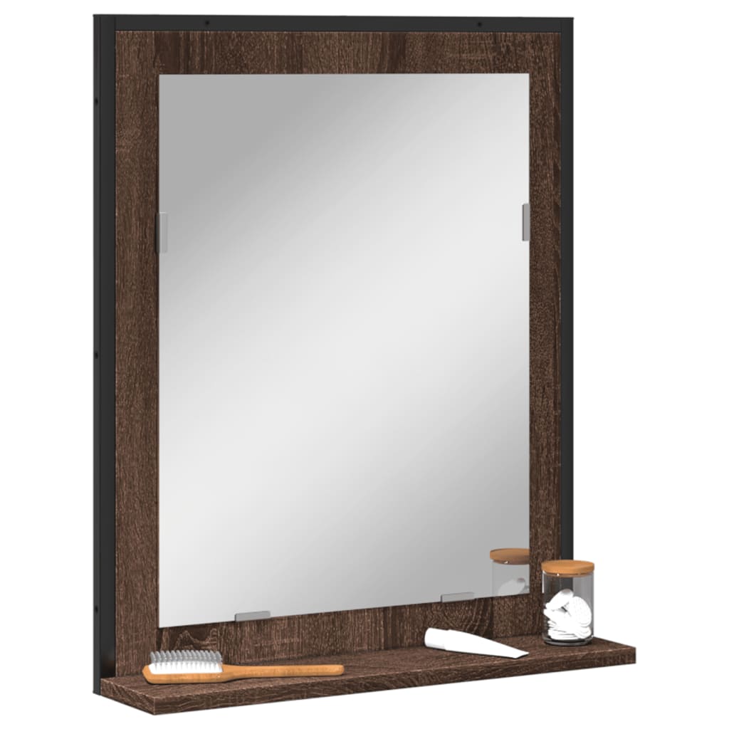 Bathroom Mirror With Shelf 50X12X60 Cm Engineered Wood
