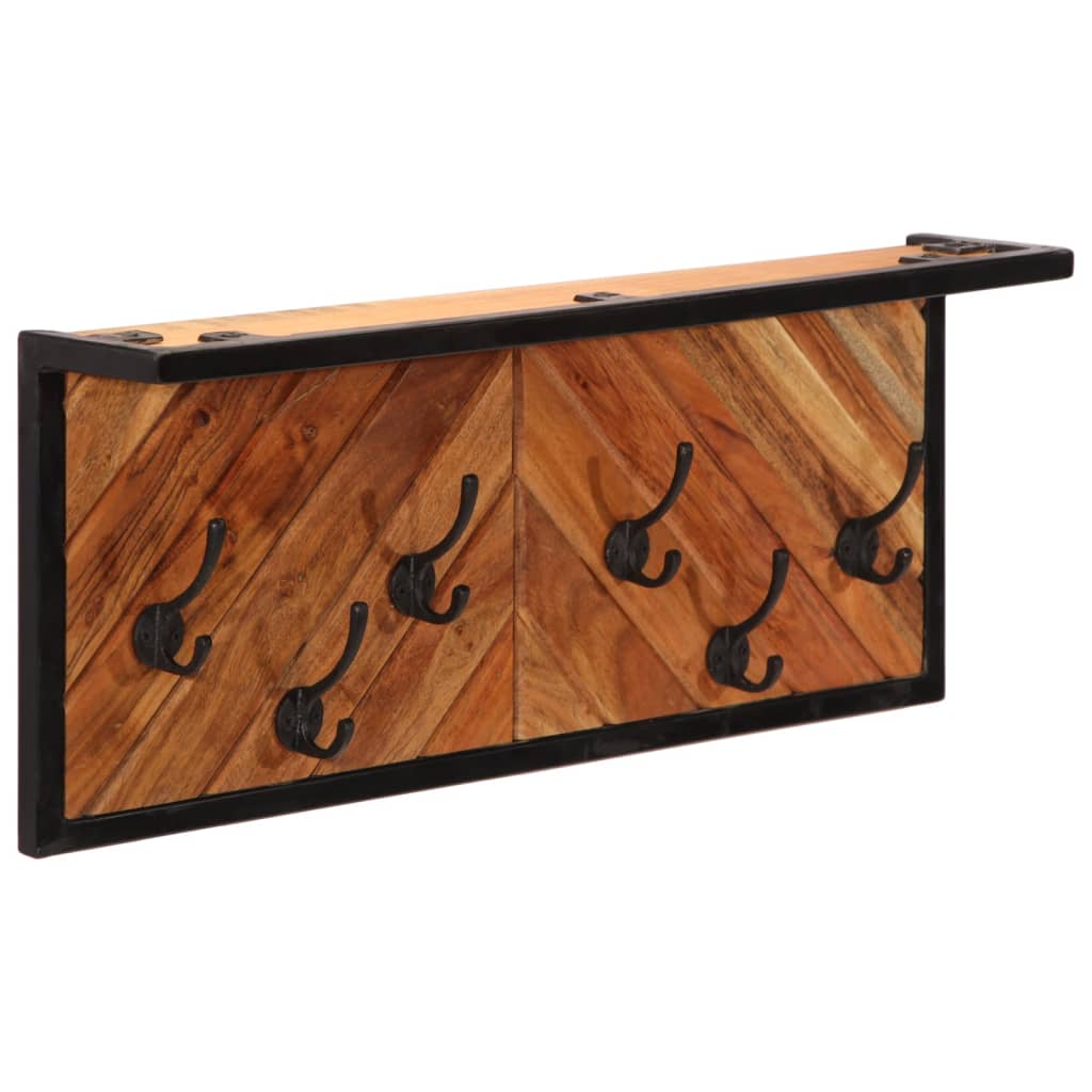 Wall-Mounted Coat Rack With 6 Hooks Solid Wood Acacia