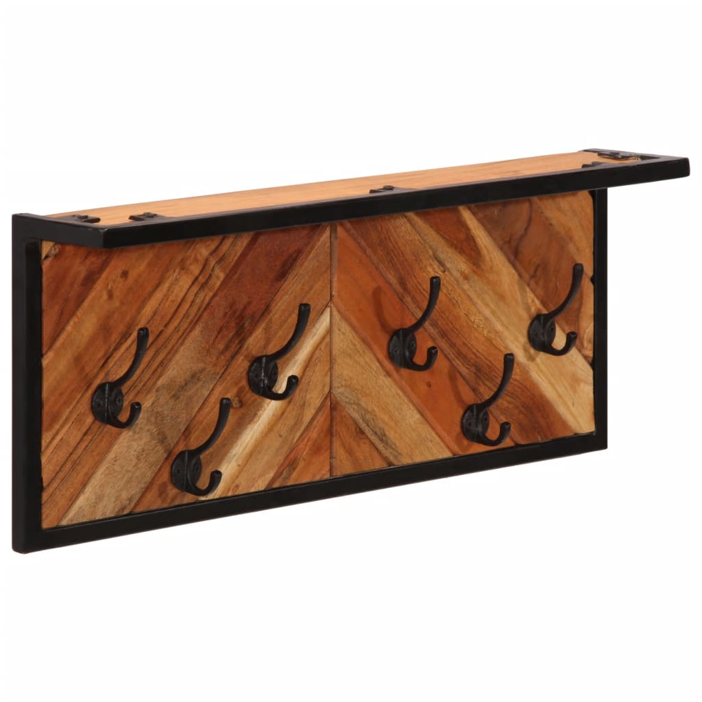 Wall-Mounted Coat Rack With 6 Hooks Solid Wood Acacia
