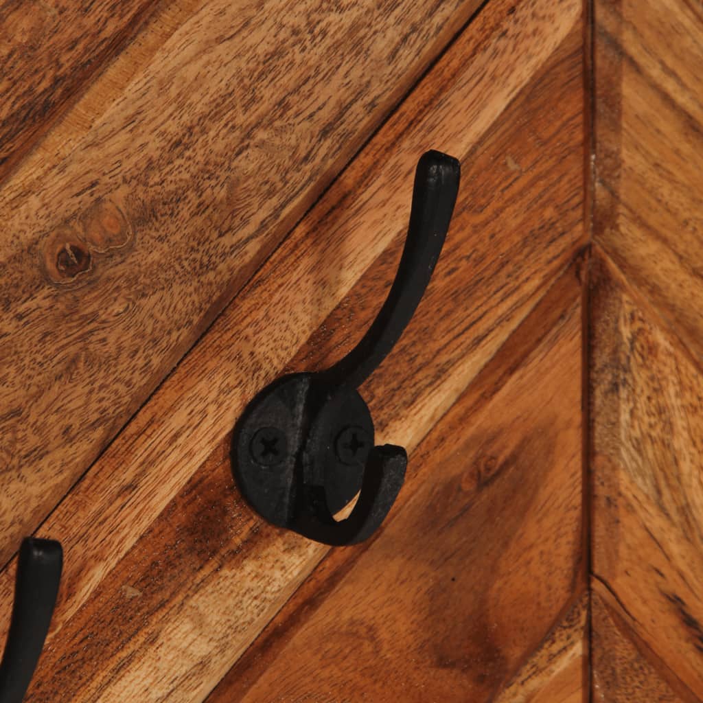 Wall-Mounted Coat Rack With 6 Hooks Solid Wood Acacia