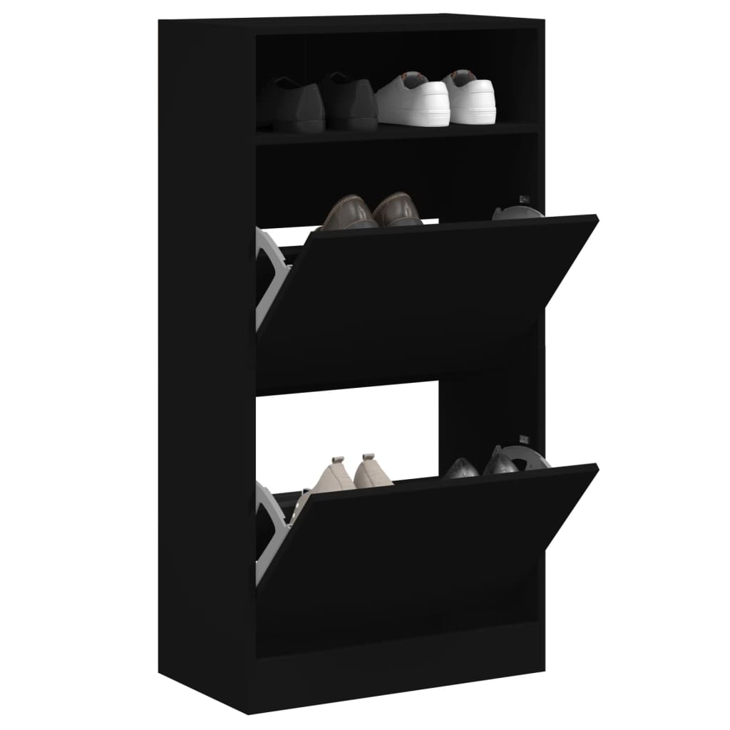 Shoe Cabinet With 2 Flip-Drawers 80X34X116 Cm