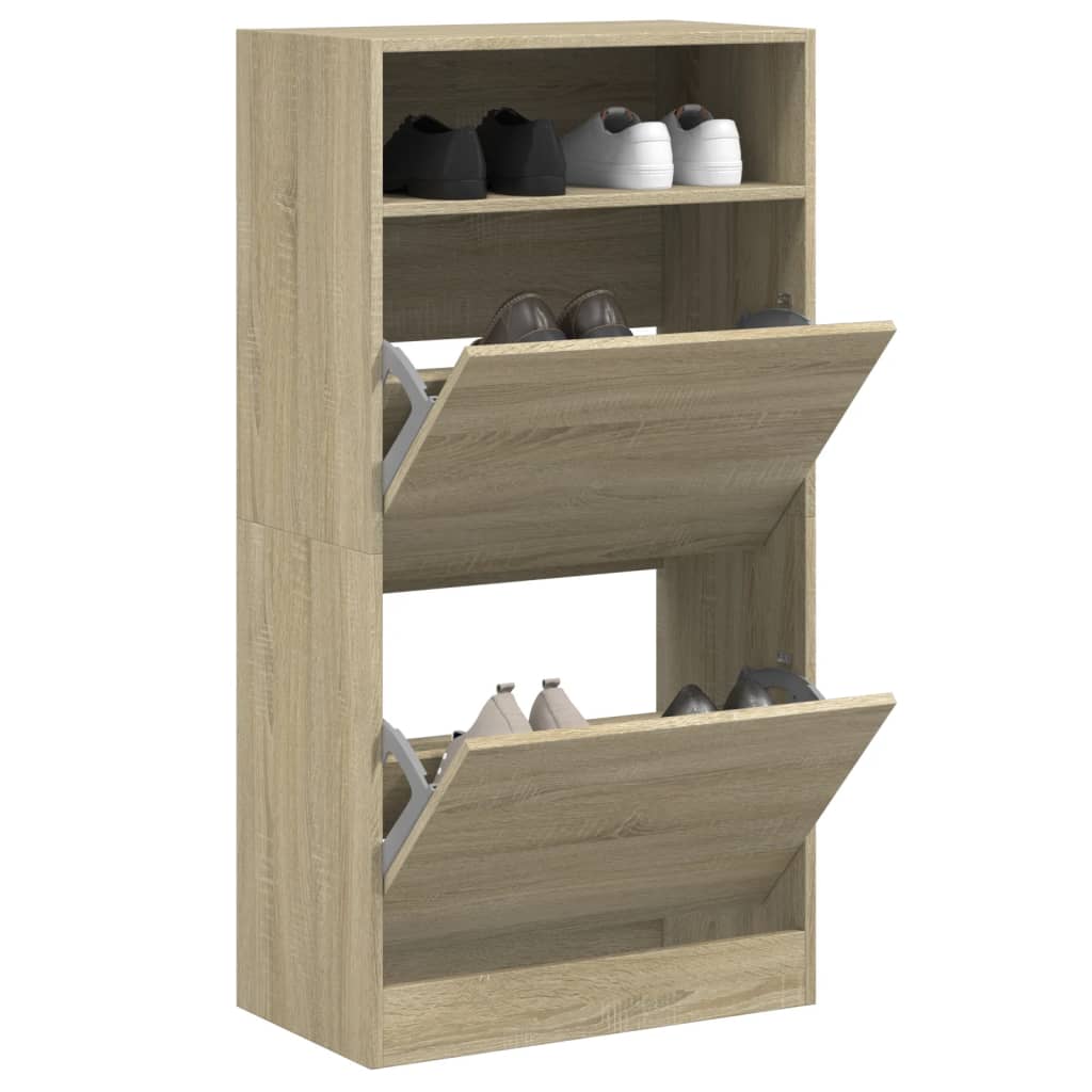 Shoe Cabinet With 2 Flip-Drawers 80X34X116 Cm