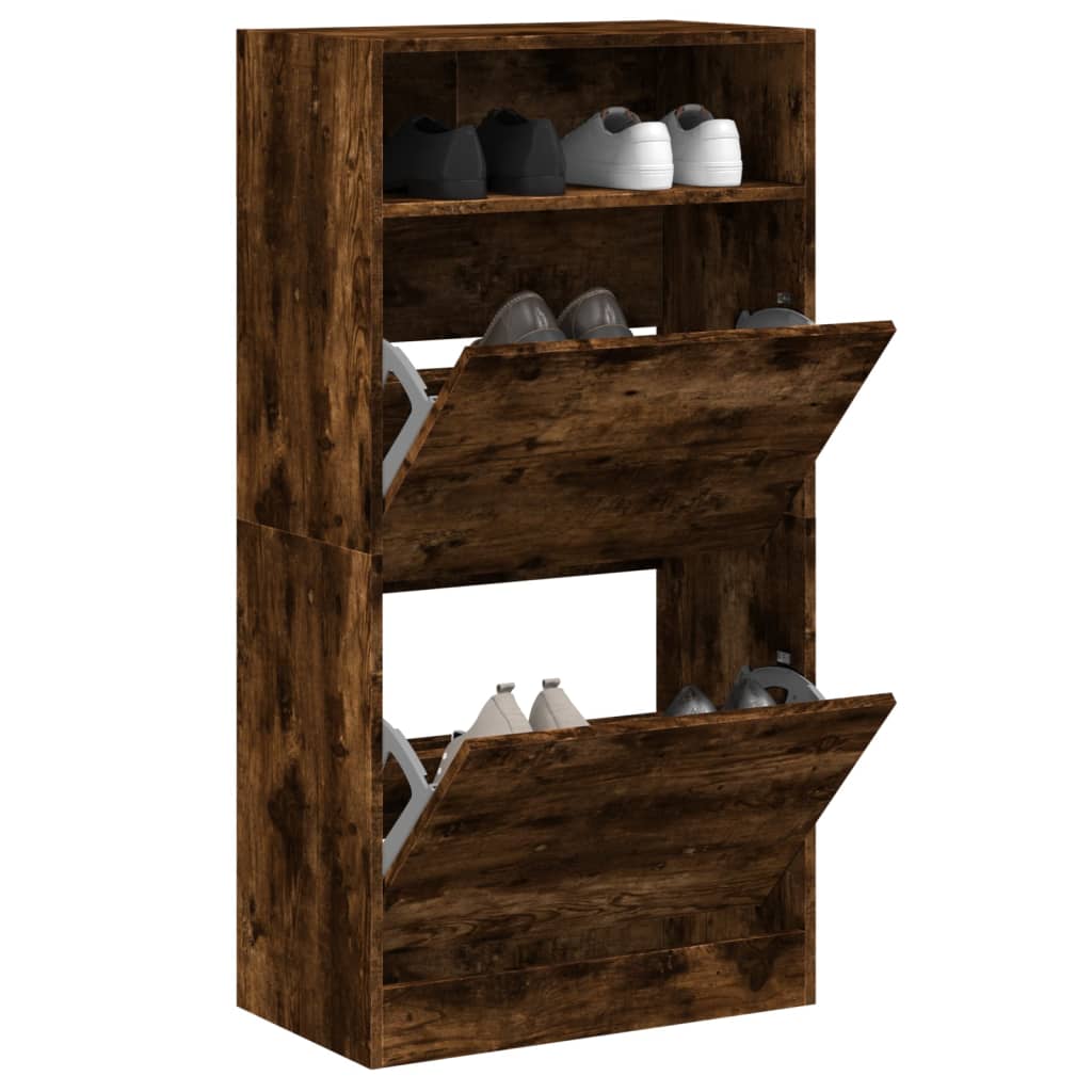 Shoe Cabinet With 2 Flip-Drawers 80X34X116 Cm