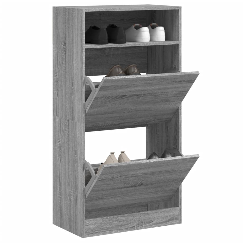 Shoe Cabinet With 2 Flip-Drawers 80X34X116 Cm