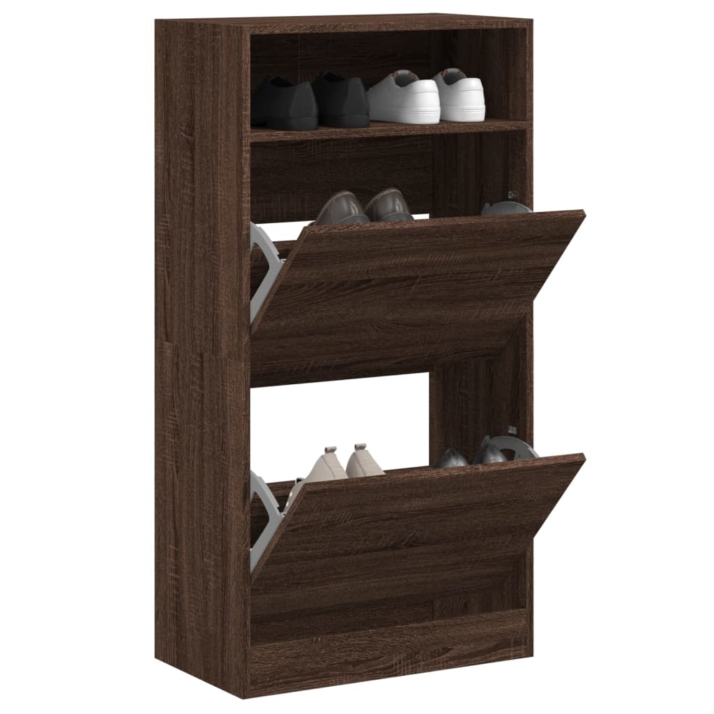 Shoe Cabinet With 2 Flip-Drawers 80X34X116 Cm