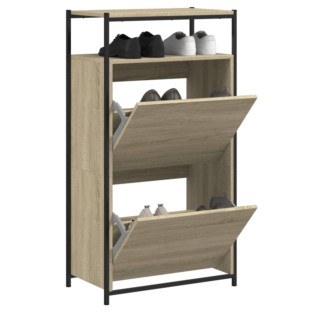Shoe Cabinet With 4 Flip-Drawers 100X34X112 Cm