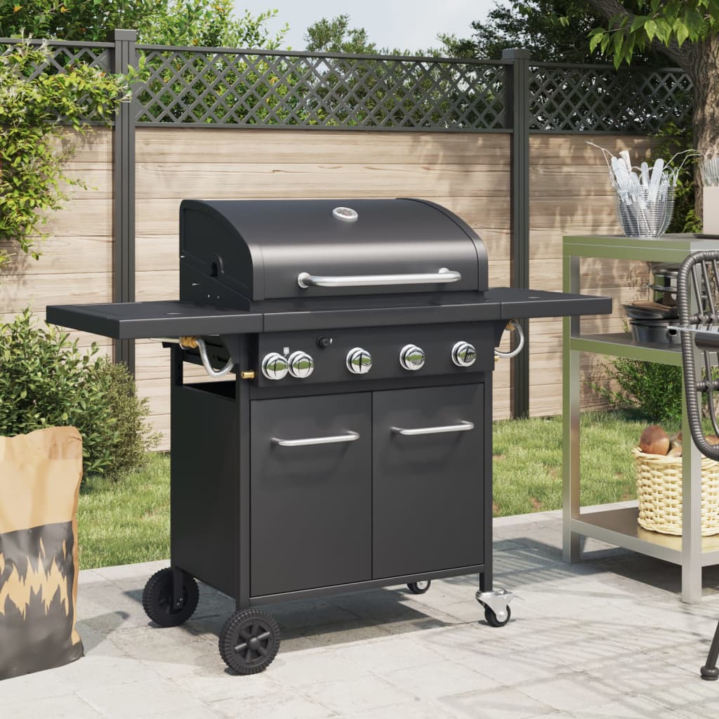 Gas Bbq Grill With Black Powder-Coated Steel