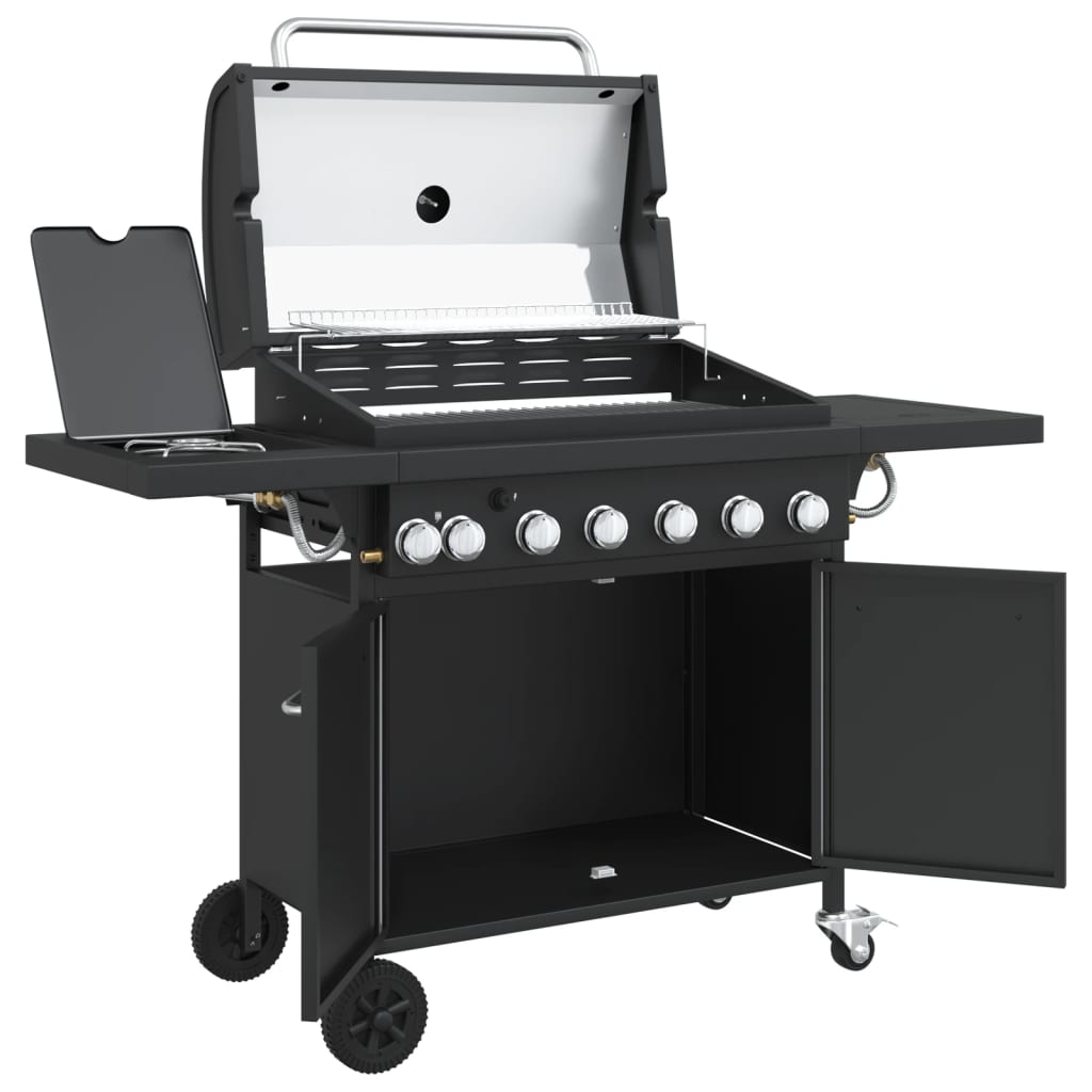 Gas Bbq Grill With Black Powder-Coated Steel