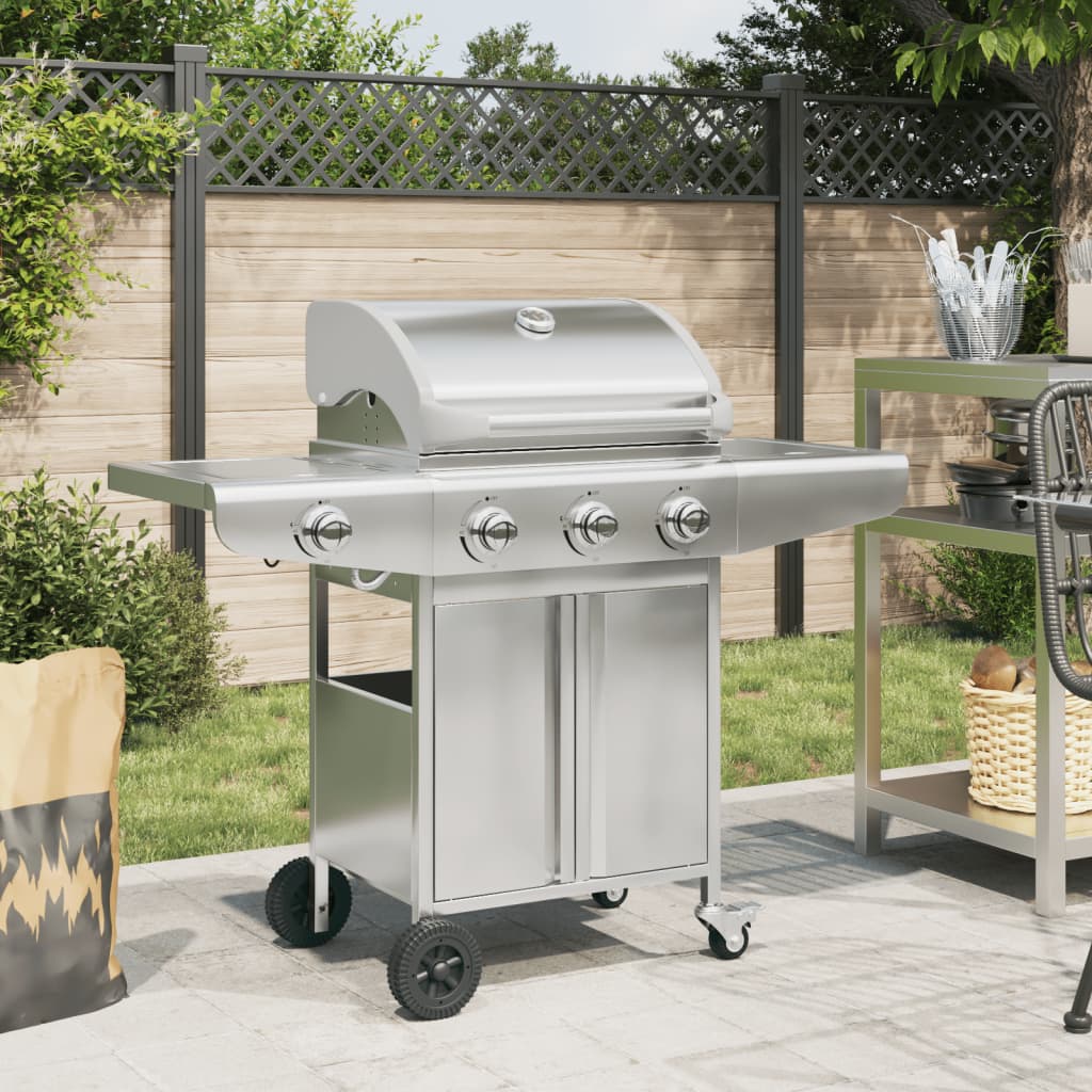 Gas Bbq Grill With Silver Stainless Steel