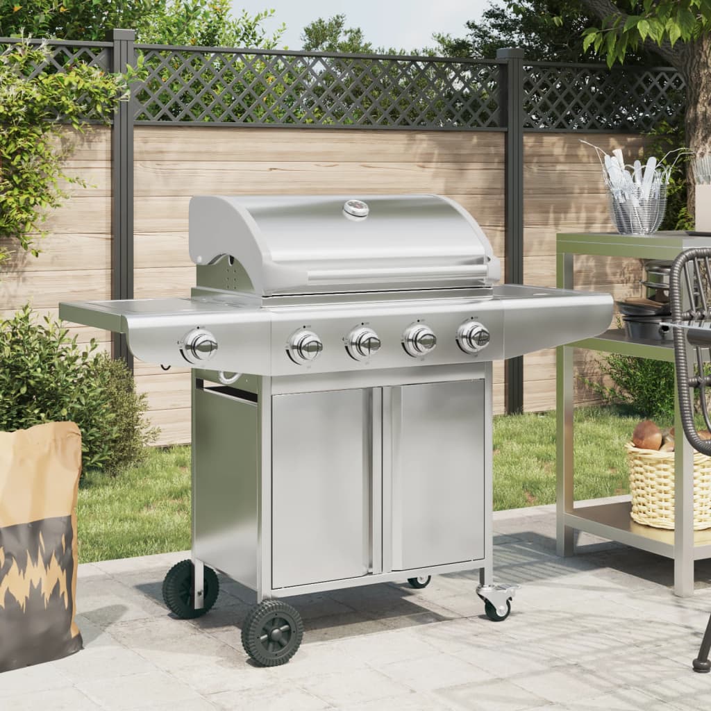 Gas Bbq Grill With Silver Stainless Steel