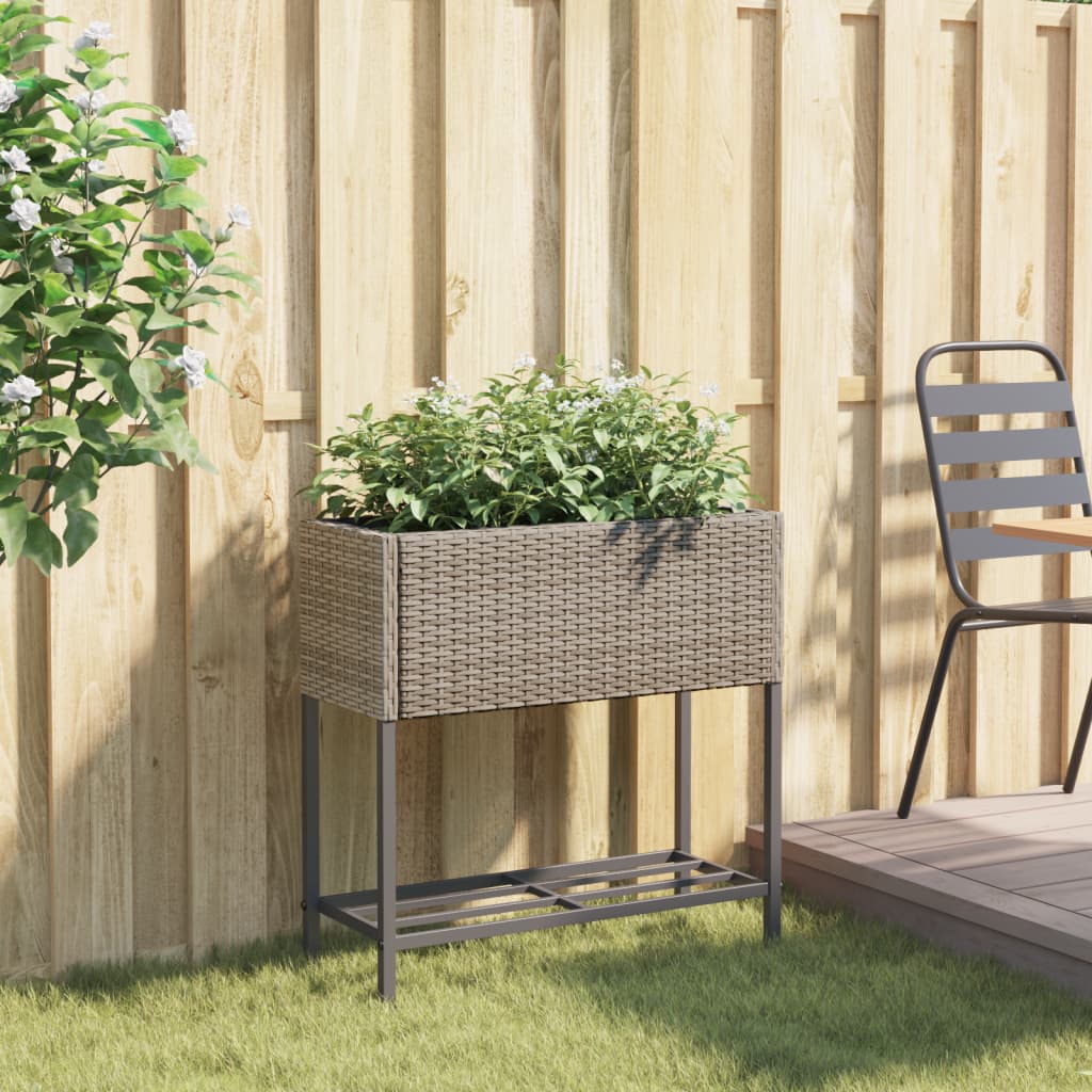 Garden Planter With Shelf Poly Rattan
