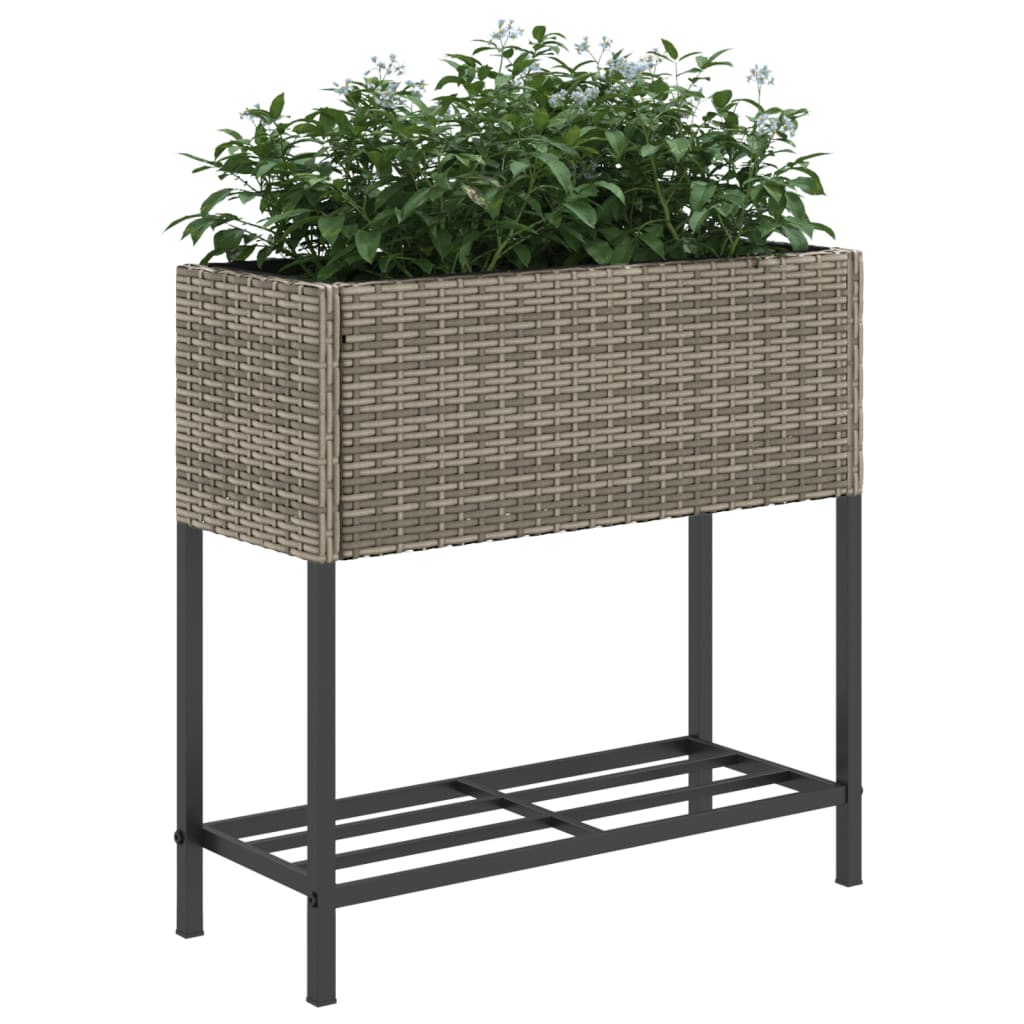 Garden Planter With Shelf Poly Rattan