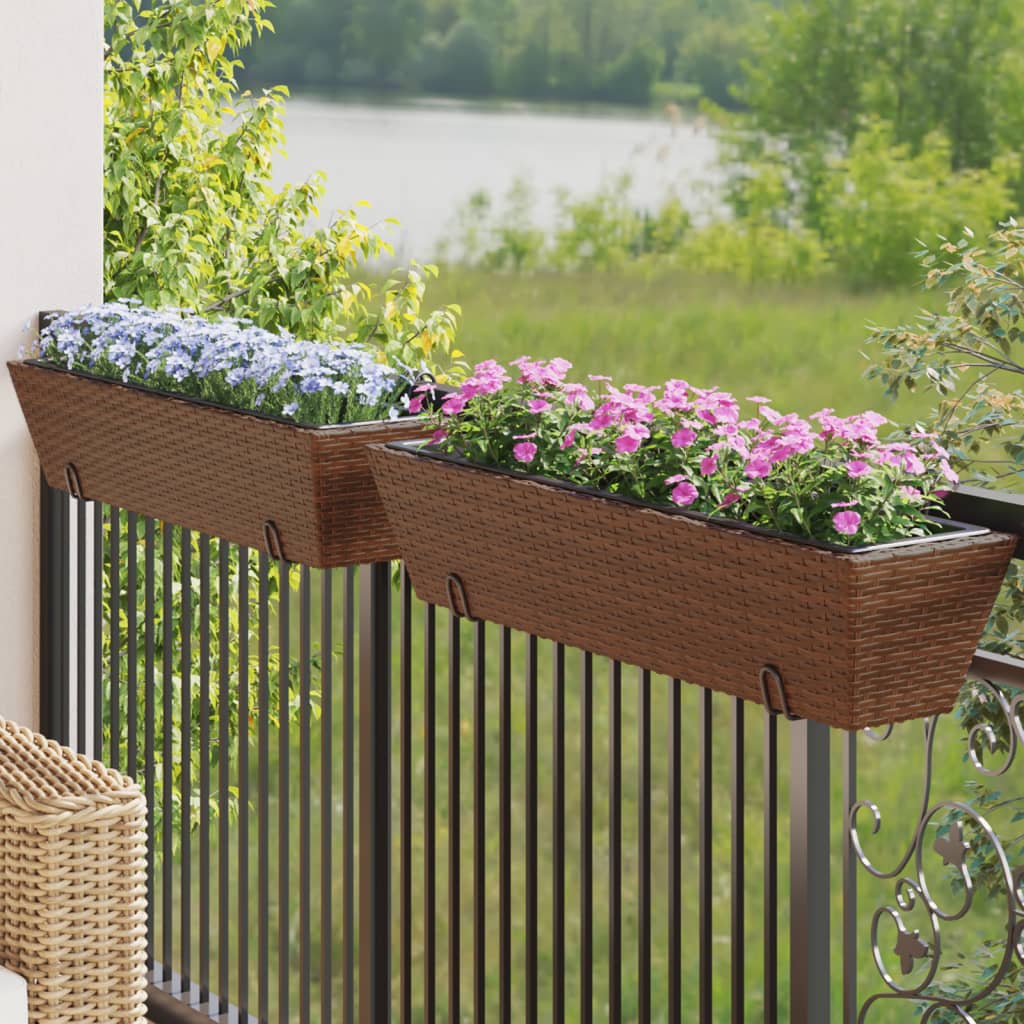 Planters With Hooks 2 Pcs Poly Rattan