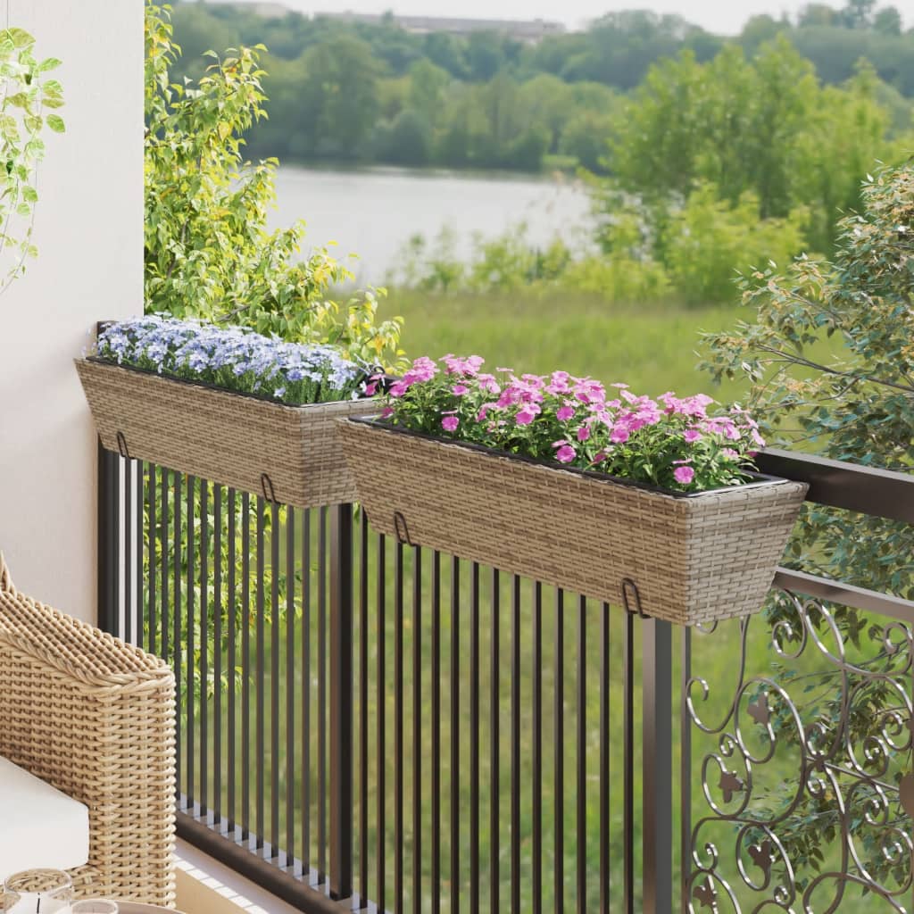 Planters With Hooks 2 Pcs Poly Rattan