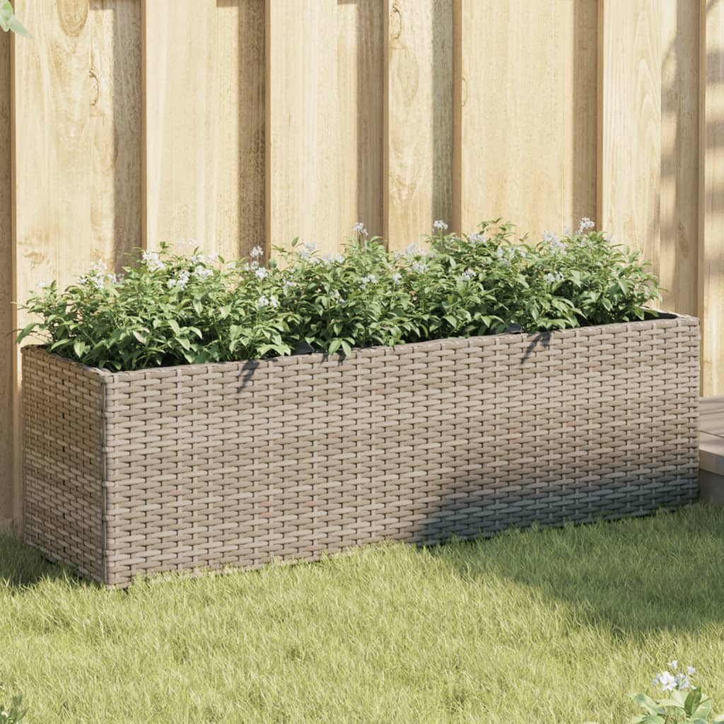 Garden Planter With Wheels And 3 Pots Poly Rattan