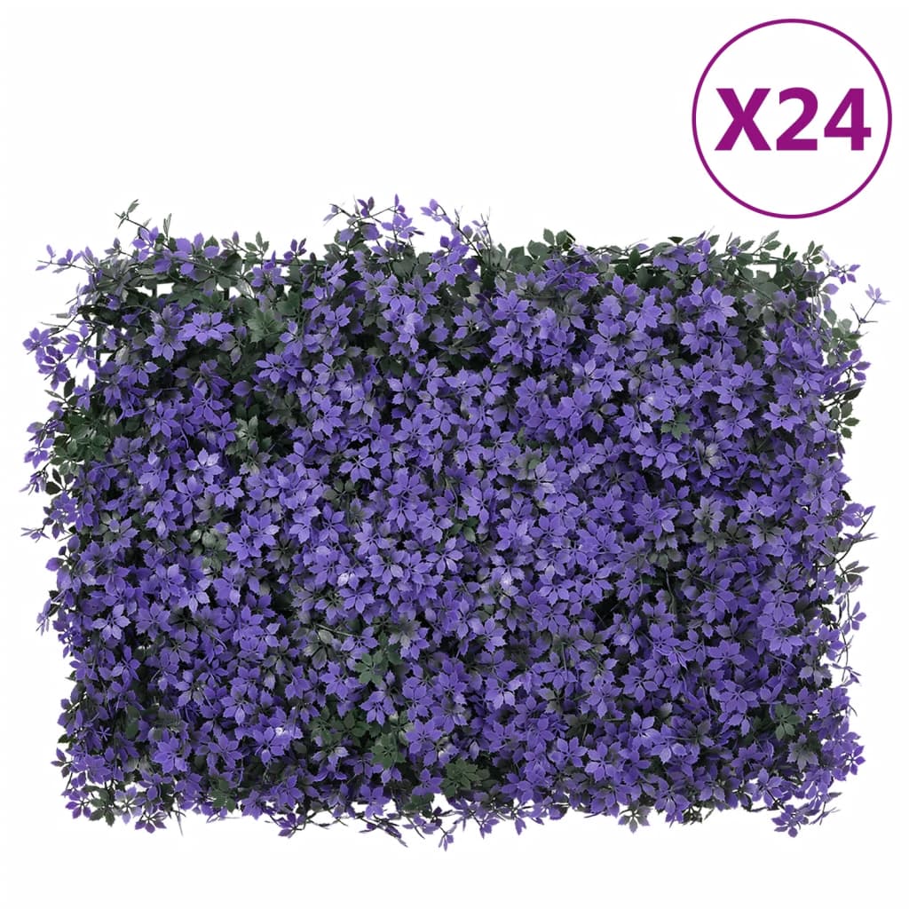 Artificial Leaf Fence 24 Pcs Purple 40X60 Cm