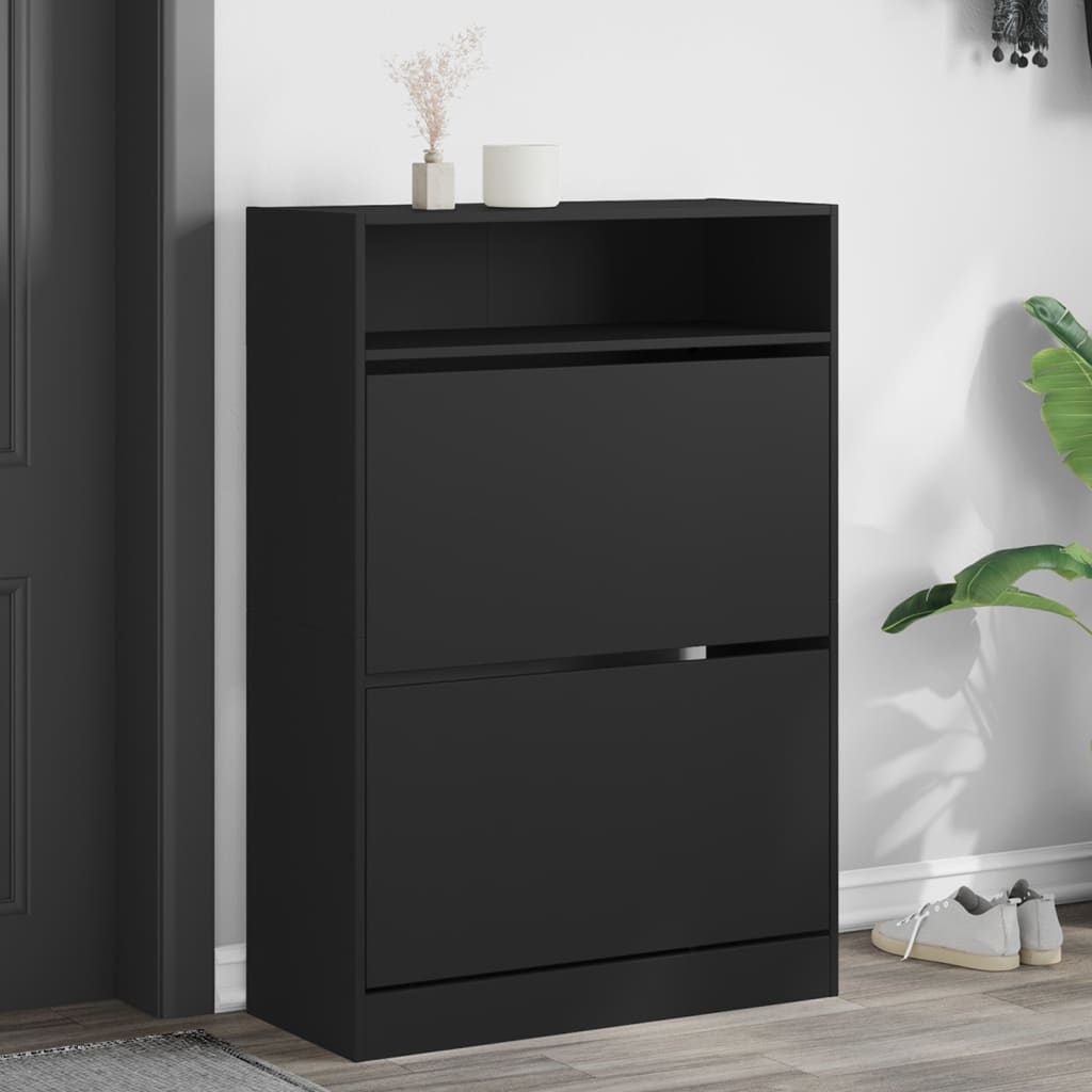 Shoe Cabinet With 2 Flip-Drawers 80X34X116 Cm