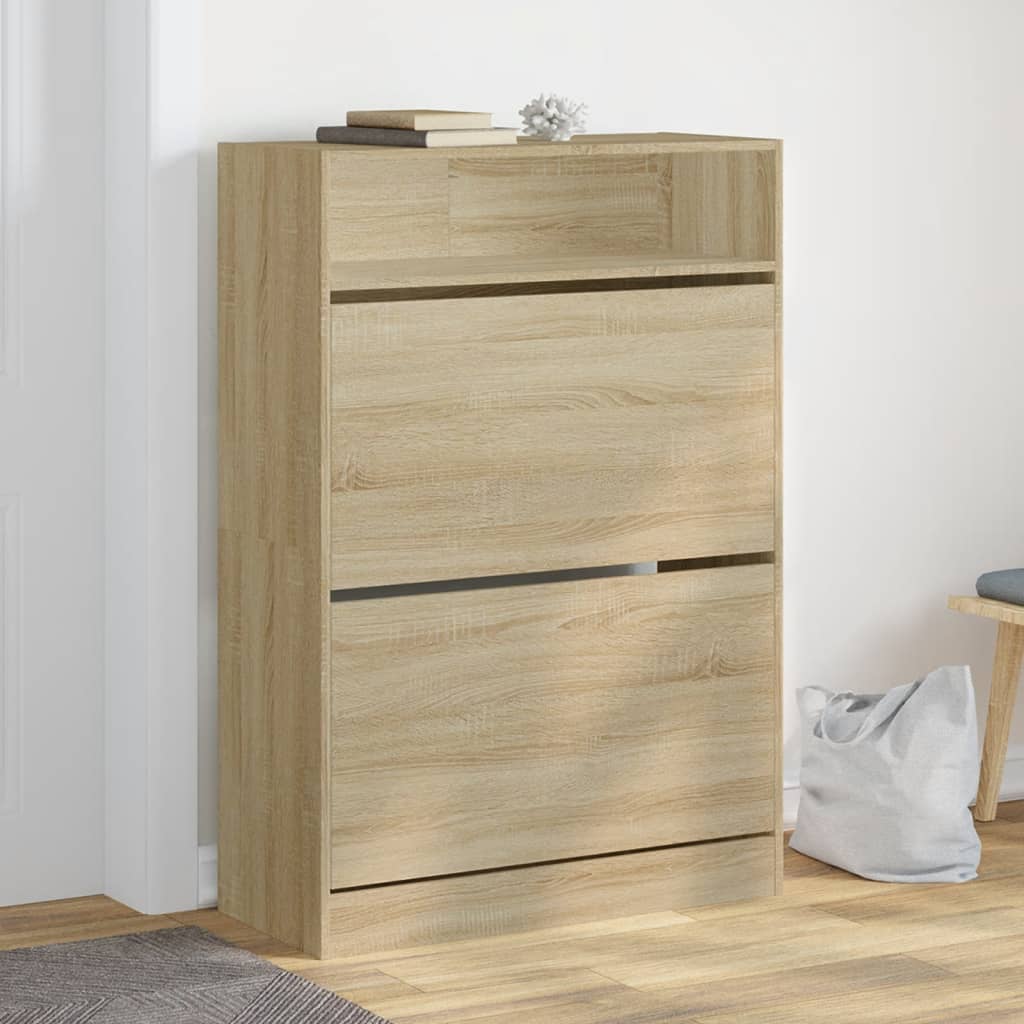 Shoe Cabinet With 2 Flip-Drawers 80X34X116 Cm