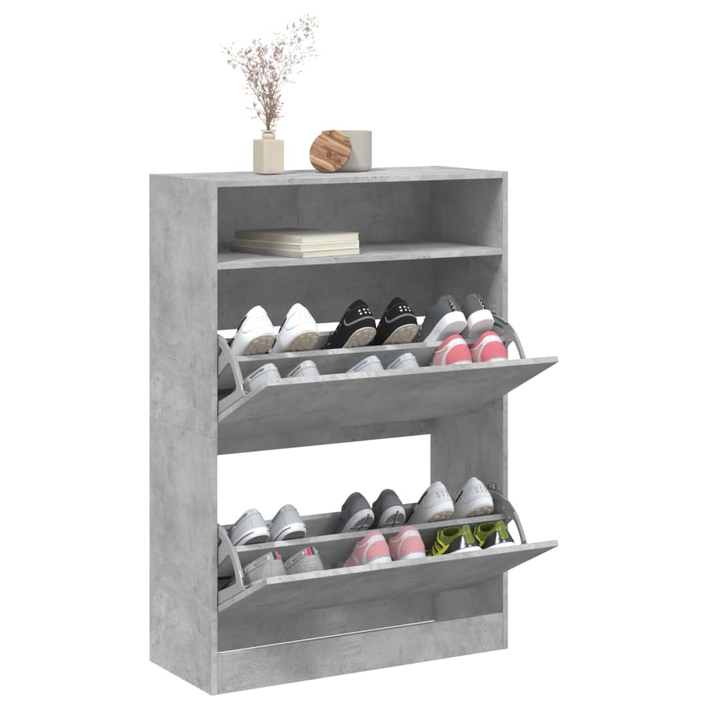 Shoe Cabinet With 2 Flip-Drawers 80X34X116 Cm