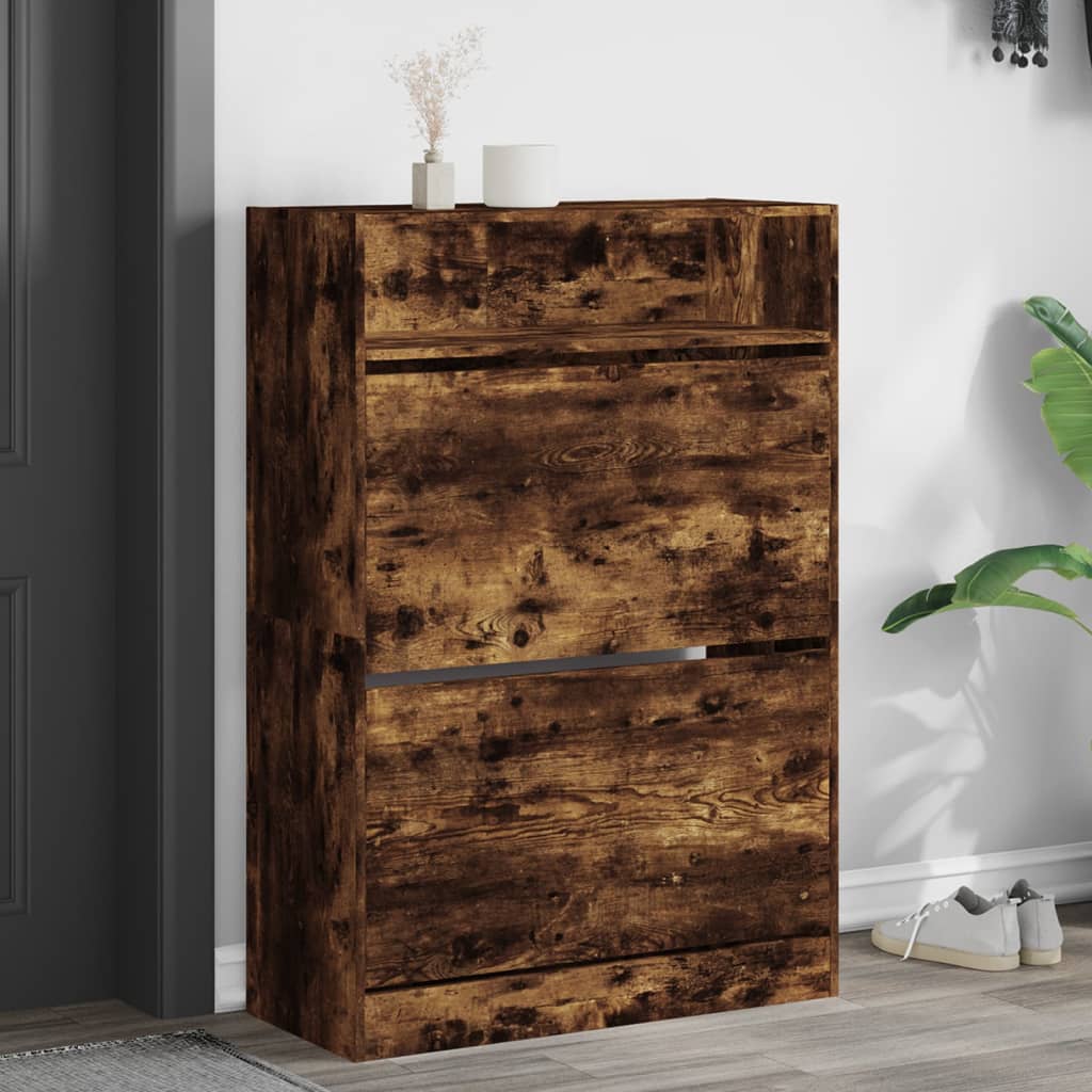 Shoe Cabinet With 2 Flip-Drawers 80X34X116 Cm
