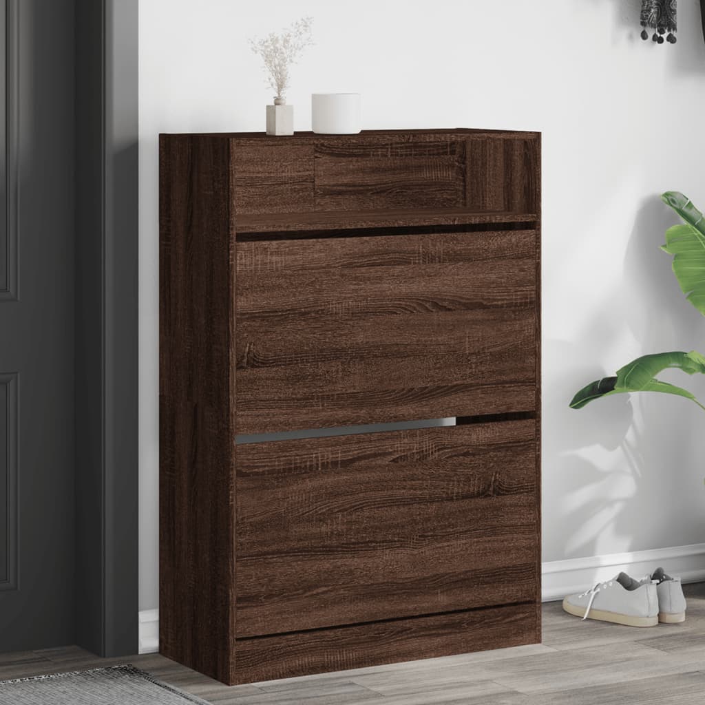 Shoe Cabinet With 2 Flip-Drawers 80X34X116 Cm