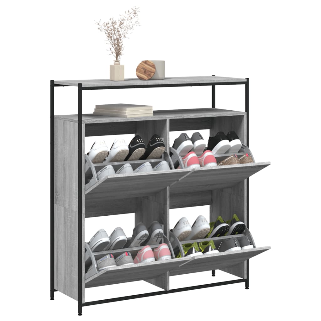Shoe Cabinet With 4 Flip-Drawers 100X34X112 Cm
