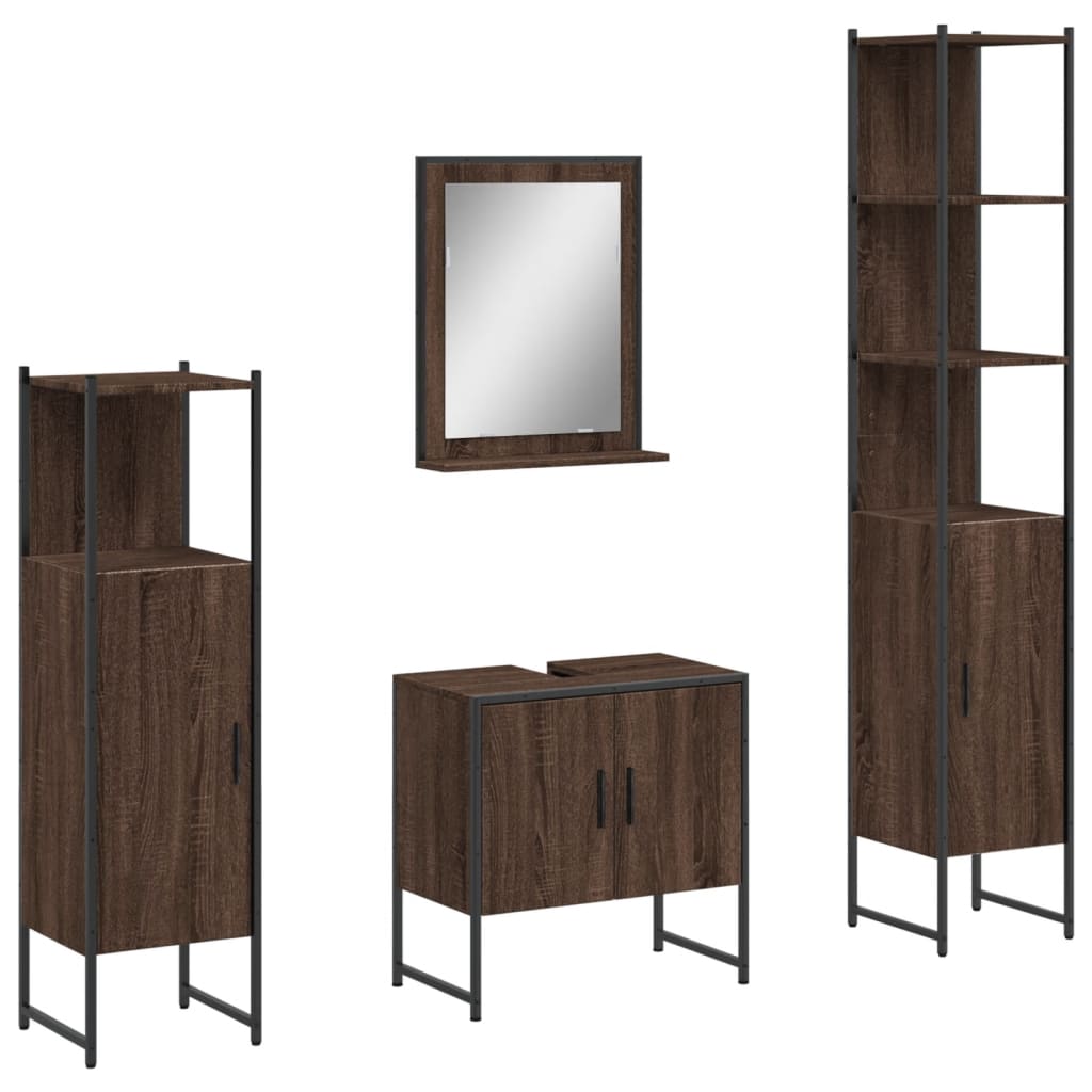 4 Piece Bathroom Cabinet Set Engineered Wood