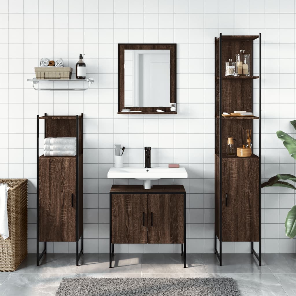 4 Piece Bathroom Cabinet Set Engineered Wood