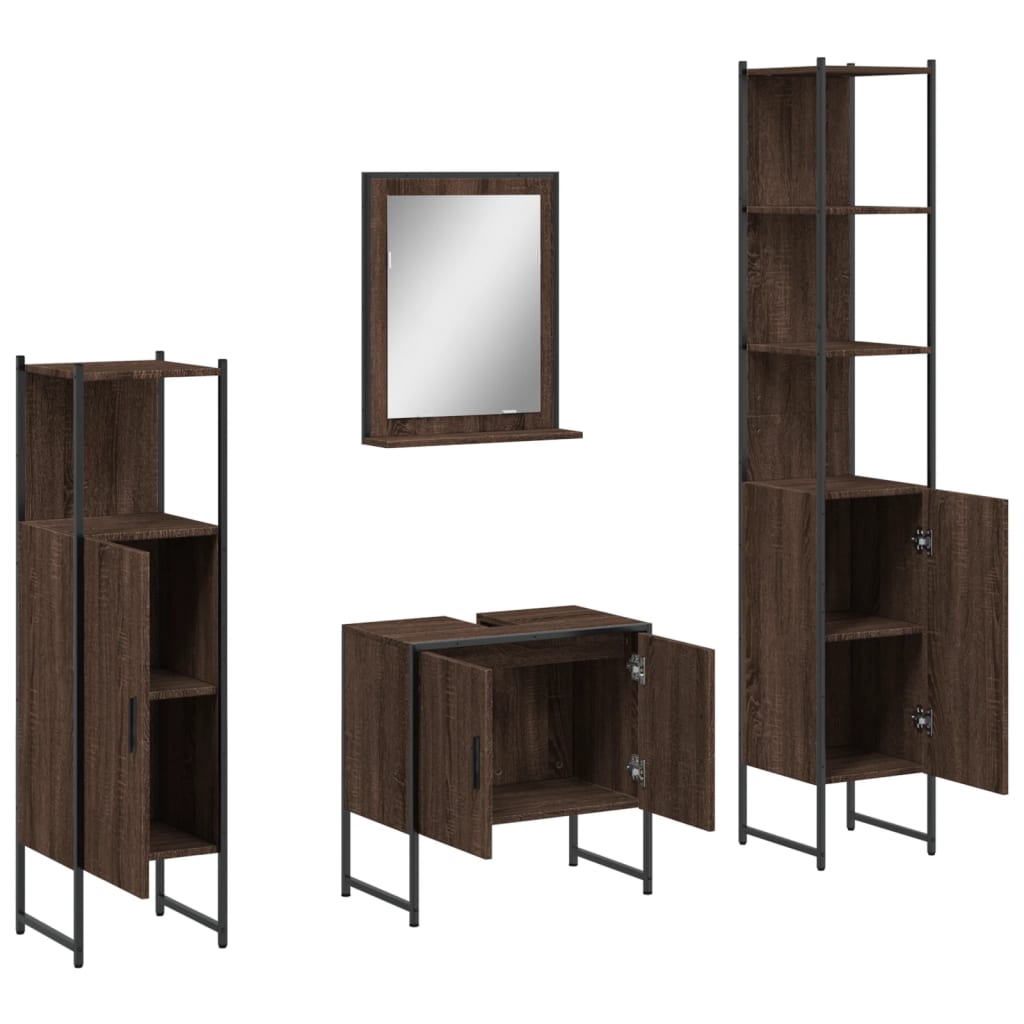 4 Piece Bathroom Cabinet Set Engineered Wood