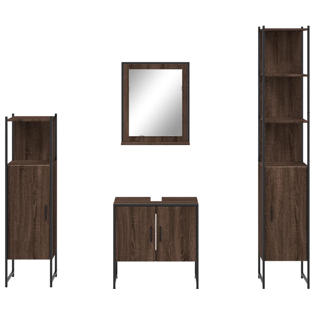 4 Piece Bathroom Cabinet Set Engineered Wood