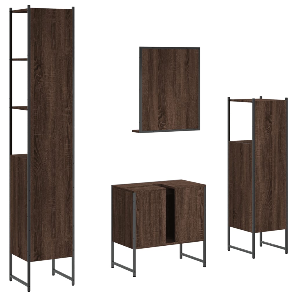 4 Piece Bathroom Cabinet Set Engineered Wood