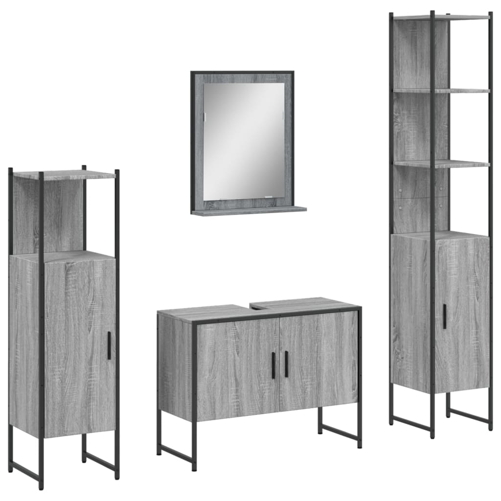 4 Piece Bathroom Cabinet Set Engineered Wood