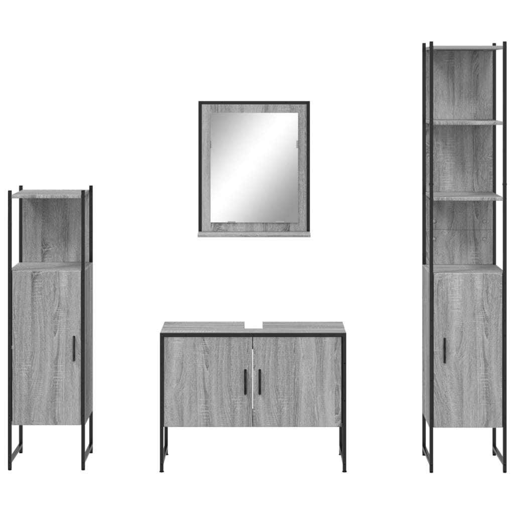 4 Piece Bathroom Cabinet Set Engineered Wood